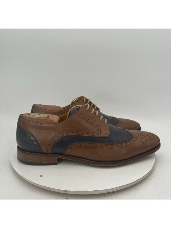 Undandy Men Size EU 43 US 9.5 Brown Black Leather Wingtip Derby Dress Shoes main image 5